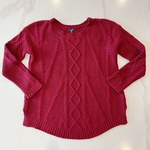 Splendid Crew Neck Burgundy Cable Knit Sweater Sz S